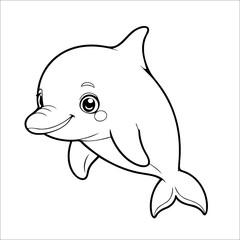 Dolphin Coloring Page Drawing For Kids