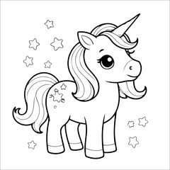 Cute Unicorn Coloring Page For Toddlers
