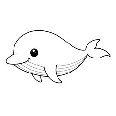 Obraz premium Cute Whale Coloring Page For Children
