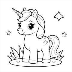 Cute Unicorn Coloring Page For Children