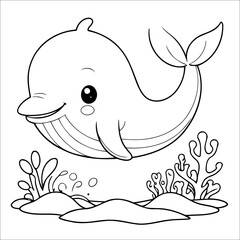 Cute Whale Coloring Page For Toddlers