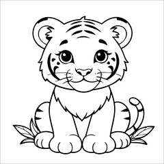 Cute Tiger Coloring Page For Toddlers