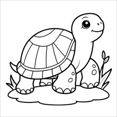 Cute Turtle Coloring Page For Toddlers