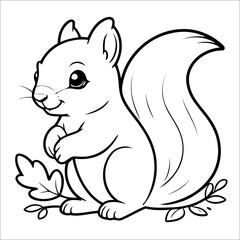 Cute Squirrel Coloring Page For Toddlers