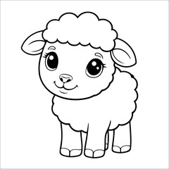 Cute Sheep Coloring Page For Kids