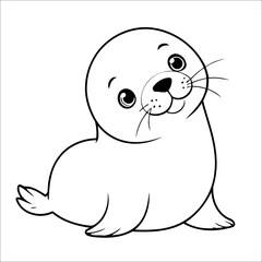 Cute Seal Coloring Page For Toddlers