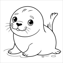 Cute Seal Coloring Page For Kids