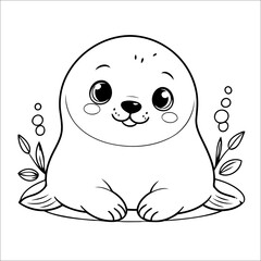 Cute Seal Coloring Page For Children