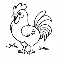 Cute Rooster Coloring Page For Toddlers