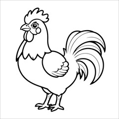 Cute Rooster Coloring Page For Kids