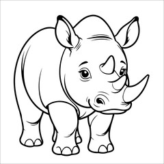 Cute Rhino Coloring Page For Toddlers