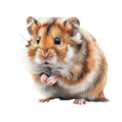 A realistic painting of a hamster captured on a plain Png background, a hamster isolated on transparent background