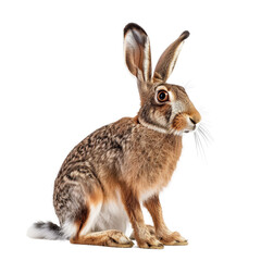 Obraz premium A hare sits in front of a white backdrop, a Beaver Isolated on a whitePNG Background