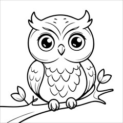 Cute Owl Coloring Page For Kids
