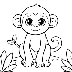 Cute Monkey Coloring Page For Children