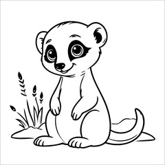 Cute Meerkat Coloring Page For Children
