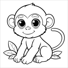 Obraz premium Cute Monkey Coloring Book For Kids
