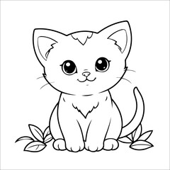 Cute Kitten Coloring Page For Toddlers