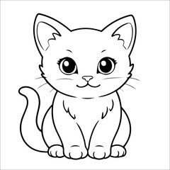 Cute Kitten Coloring Page For Children
