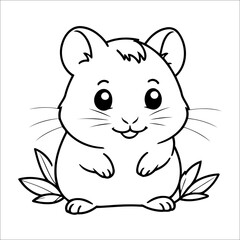 Cute Hamster Coloring Page For Kids