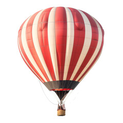 Naklejka premium A red and white hot air balloon floating on a Png background, a hot air balloon on transparent background