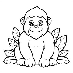 Cute Gorilla Coloring Book For Kids