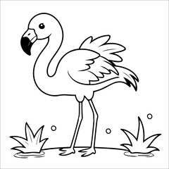 Cute Flamingo Coloring Page For Children