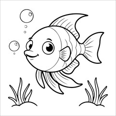 Cute Fish Coloring Page For Children