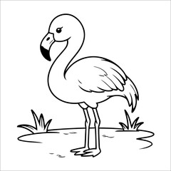 Cute Flamingo Coloring Page For Toddlers