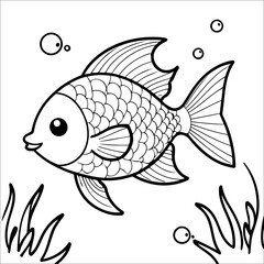 Cute Fish Coloring Page For Kids