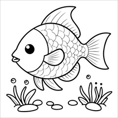 Cute Fish Coloring Page For Toddlers