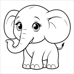 Cute Elephant Coloring Page For Toddlers