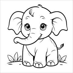 Obraz premium Cute Elephant Coloring Page For Children