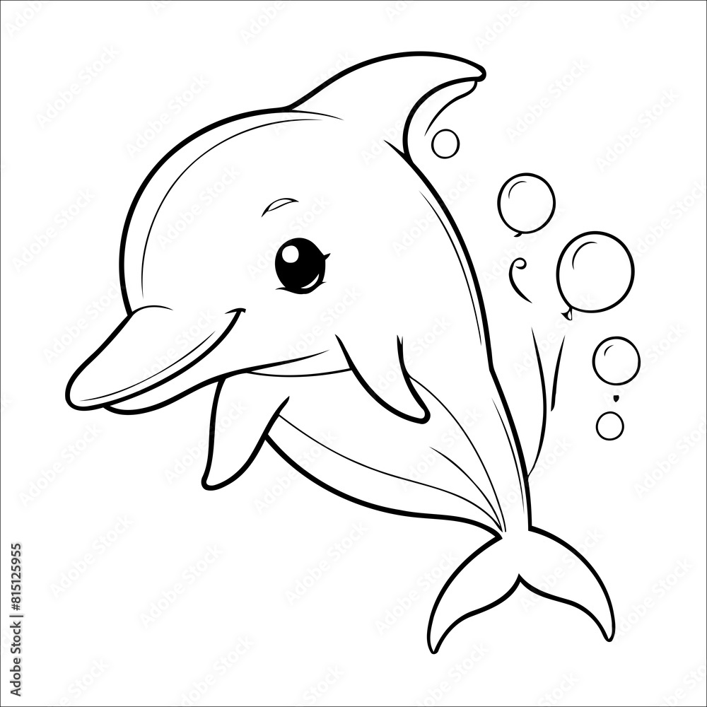 Wall mural Cute Dolphin Coloring Book For Kids