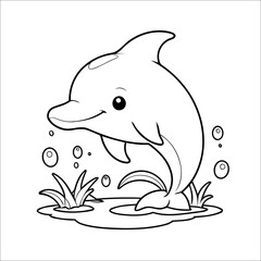 Cute Dolphin Coloring Page For Kids