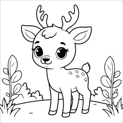 Cute Deer Coloring Book For Kids