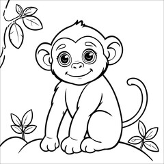 Cute Chimpanzee Coloring Book For Kids