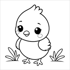 Cute Chick Coloring Page For Kids