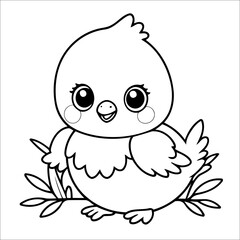 Cute Chick Coloring Page For Children