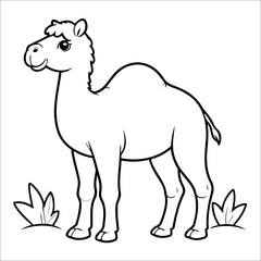 Cute Camel Coloring Page For Kids