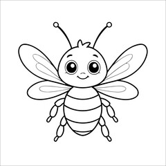 Cute Bee Coloring Page For Toddlers