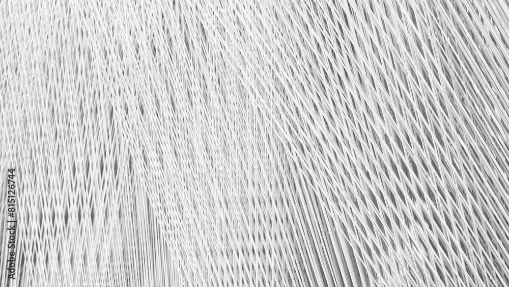 Poster A white background with a pattern of white lines. The lines are very thin and are arranged in a way that they look like they are woven together. The image has a very simple and minimalistic feel to it