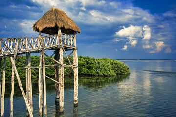 Lookout tower on the seaside in Mexico, Birds' Island