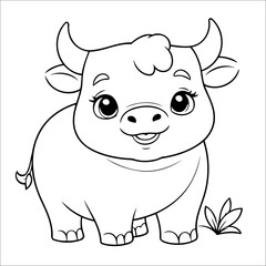Bull Coloring Page Drawing For Children