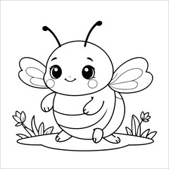 Bee Coloring Page Drawing For Children