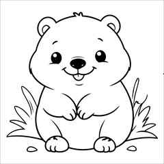 Obraz premium Beaver Coloring Page Drawing For Kids
