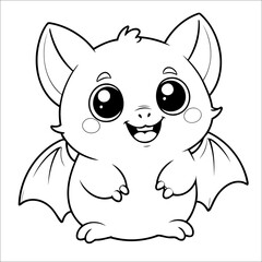 Fototapeta premium Bat Coloring Page Drawing For Children