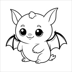 Fototapeta premium Bat Coloring Book Drawing For Kids
