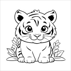 Tiger Vector Coloring page for Kids