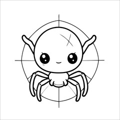 Spider Spinning a Delicate Web Vector Coloring page for Kids